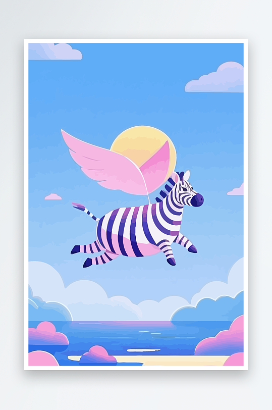 斑马风景矢量插画元素-众图网