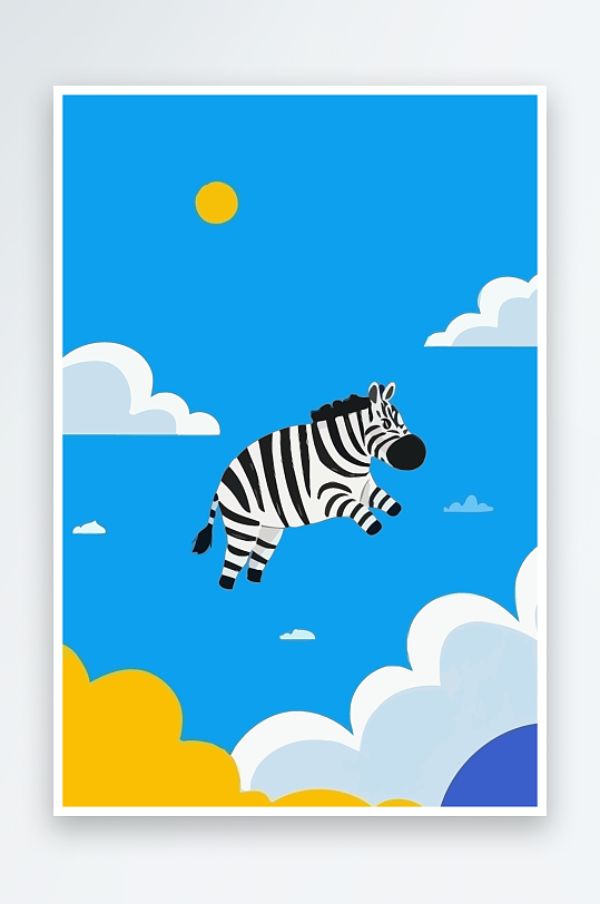 斑马风景矢量插画元素-众图网