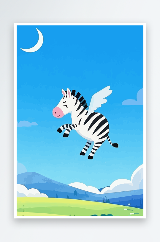 斑马风景矢量插画元素-众图网