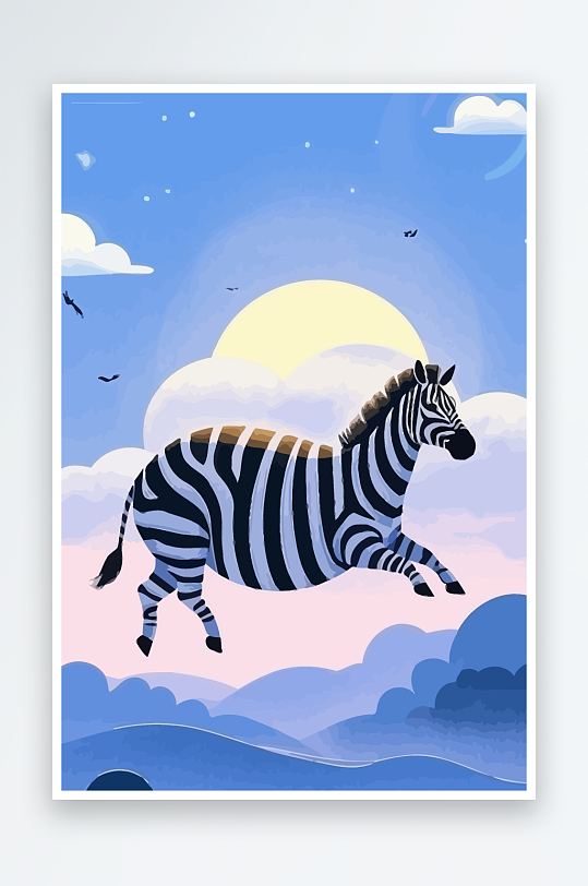 斑马风景矢量插画元素-众图网