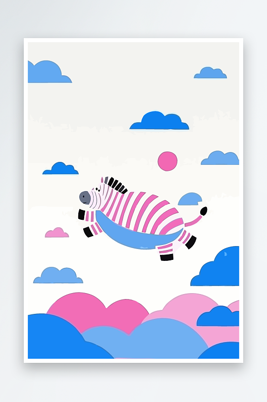 斑马风景矢量插画元素-众图网