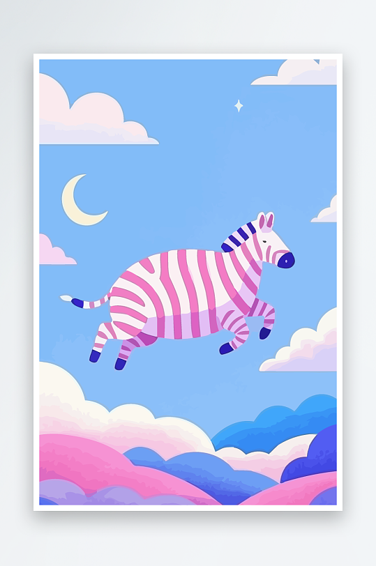 斑马风景矢量插画-众图网