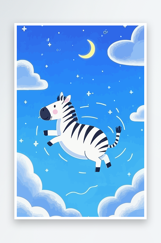 斑马风景矢量插画-众图网