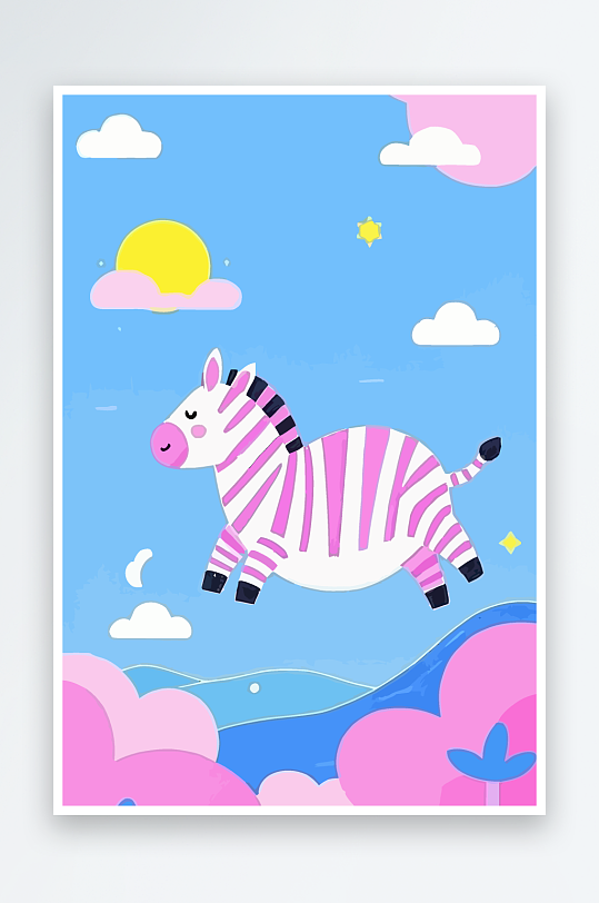 斑马风景矢量插画-众图网