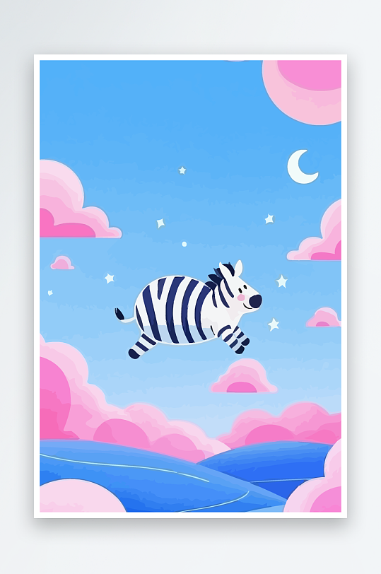 斑马风景矢量插画-众图网