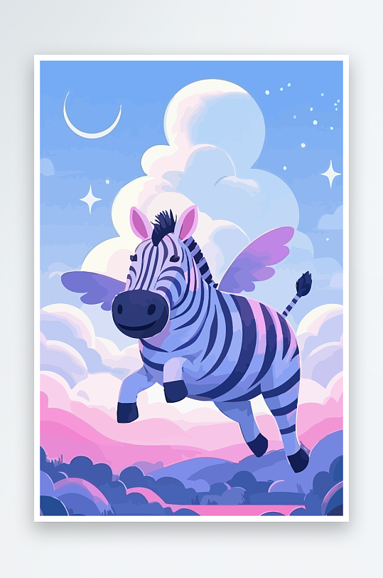 斑马风景矢量插画-众图网