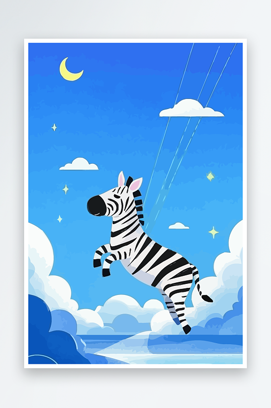 斑马风景矢量插画-众图网