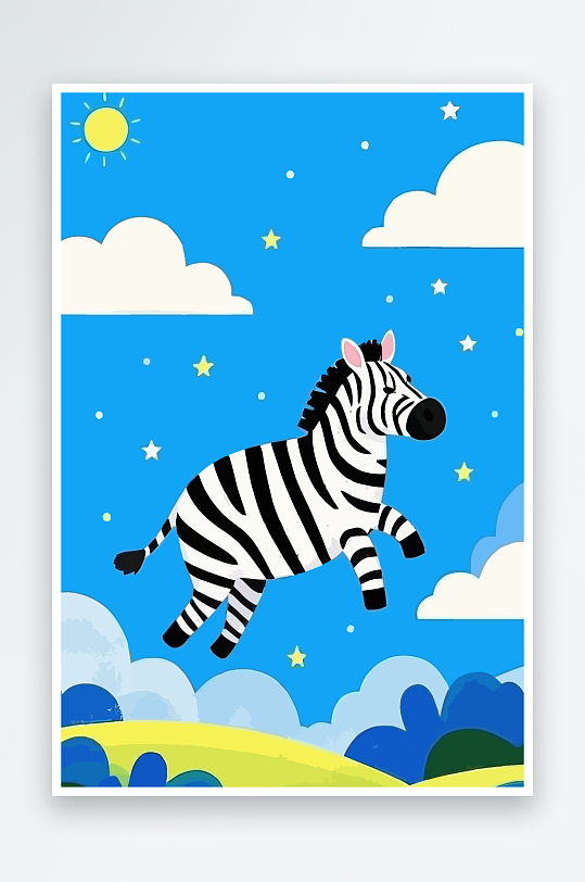 斑马风景矢量插画-众图网