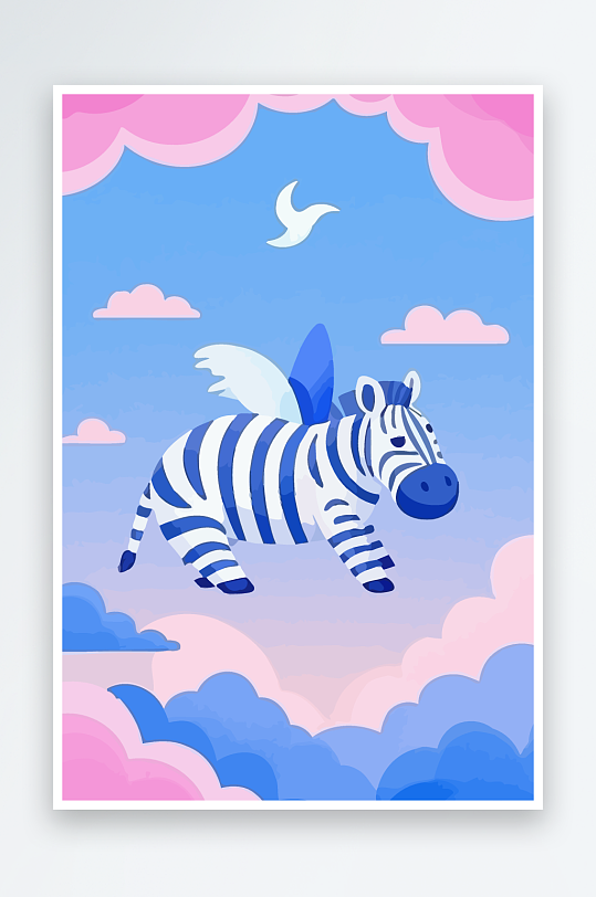 斑马风景矢量插画-众图网