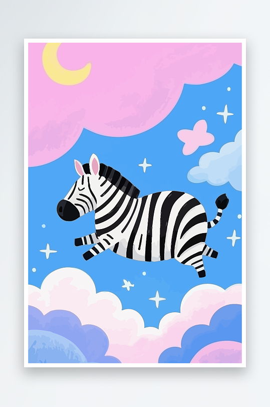 斑马风景矢量插画-众图网