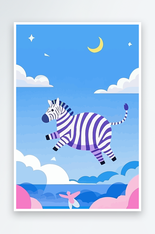 斑马风景矢量插画-众图网