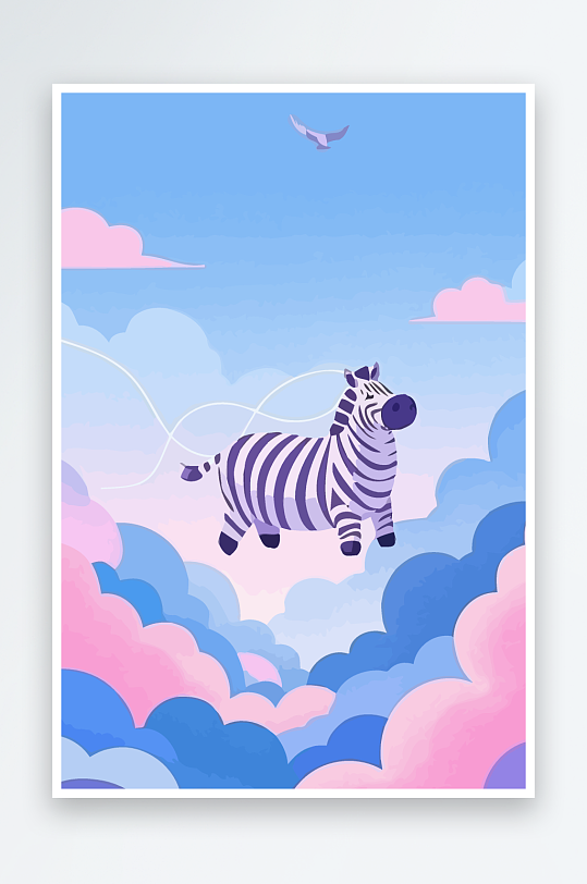 斑马风景矢量插画-众图网