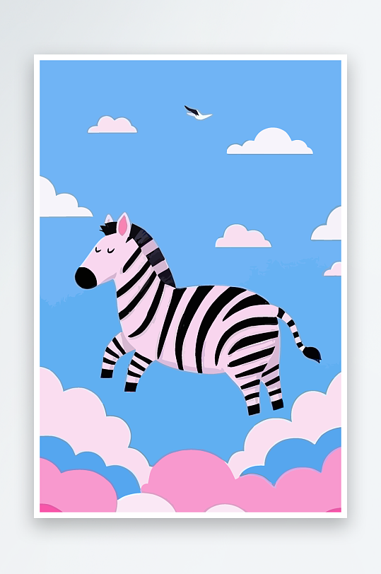 斑马风景矢量插画元素-众图网