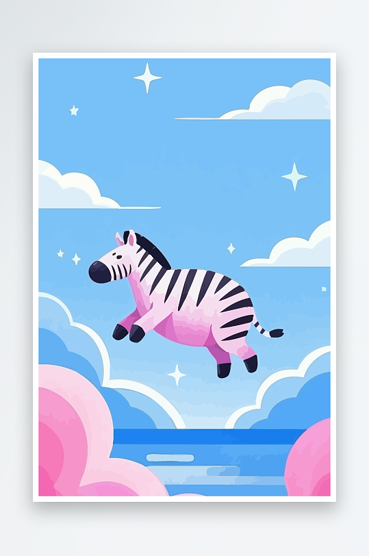 斑马风景矢量插画元素-众图网