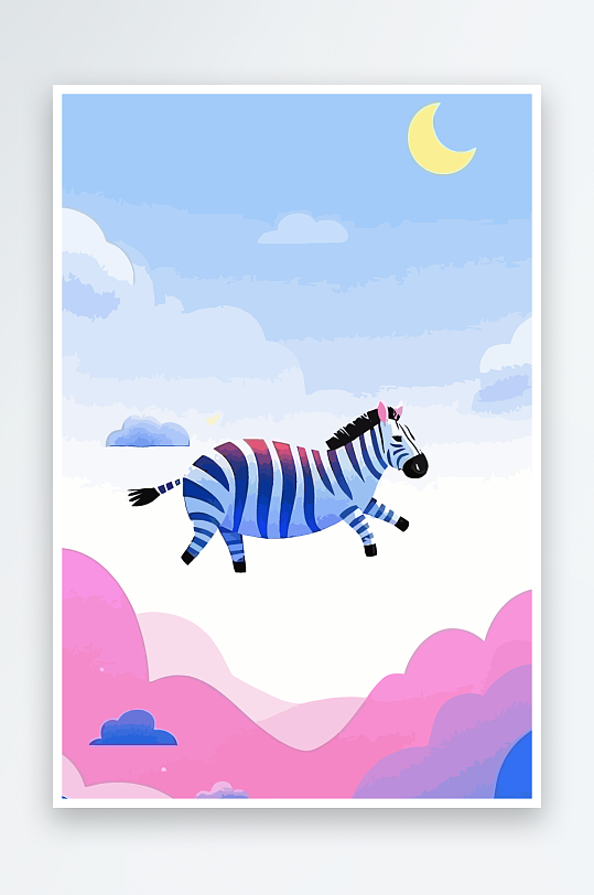斑马风景矢量插画元素-众图网