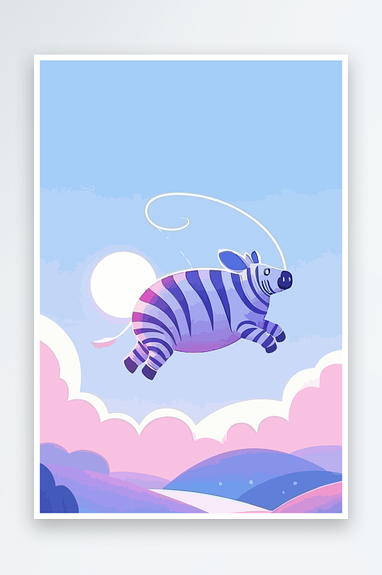 斑马风景矢量插画元素-众图网