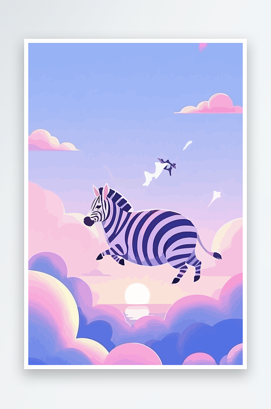 斑马风景矢量插画元素-众图网
