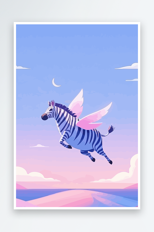 斑马风景矢量插画元素-众图网