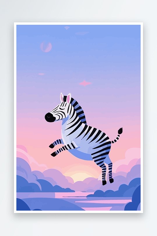 斑马风景矢量插画元素-众图网