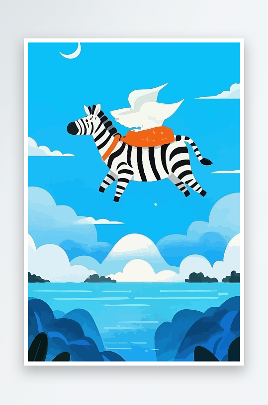 斑马风景矢量插画元素-众图网