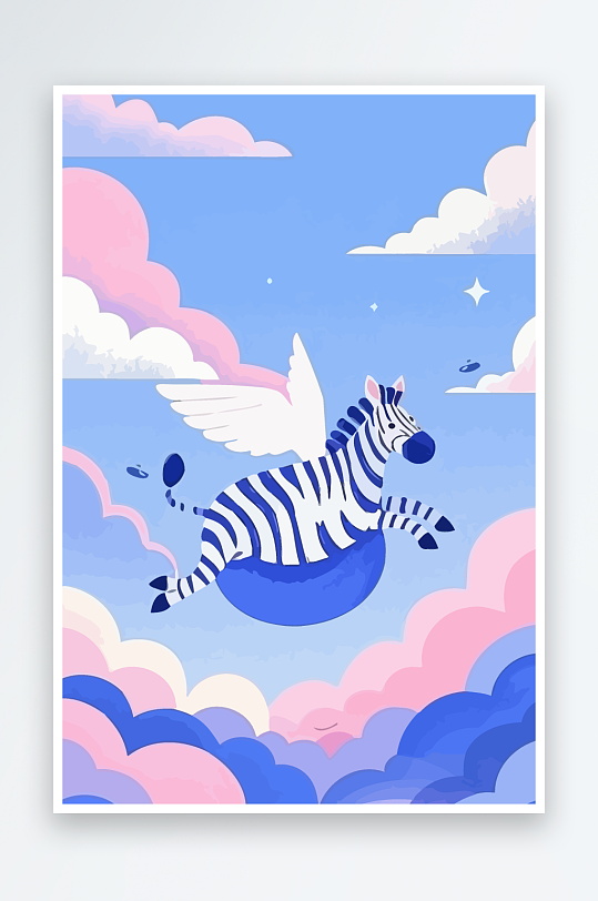 斑马风景矢量插画-众图网