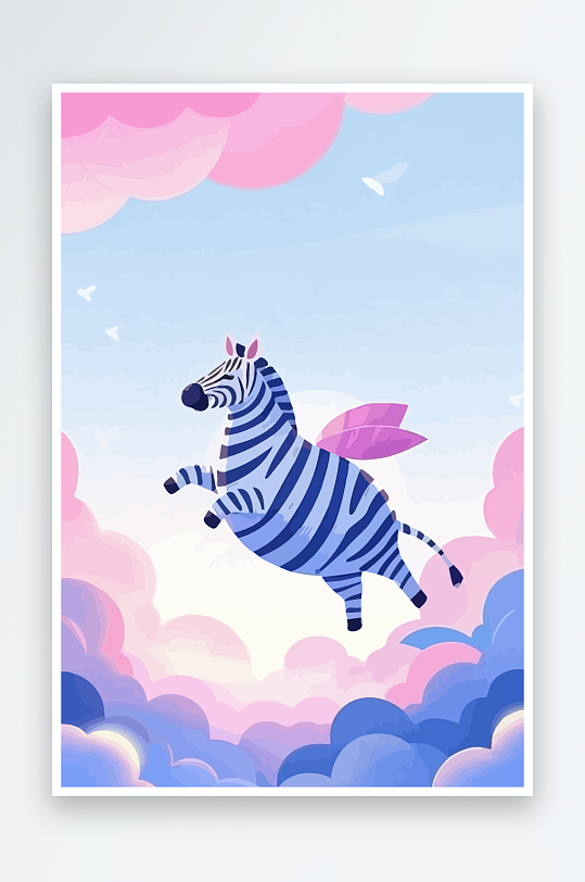 斑马风景矢量插画-众图网