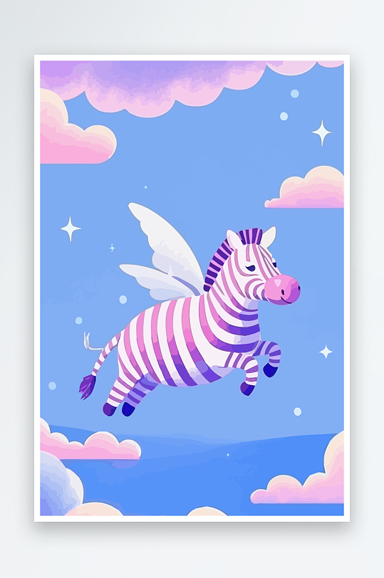 斑马风景矢量插画-众图网