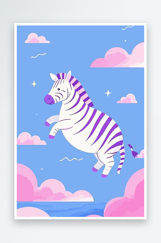 斑马风景矢量插画-众图网