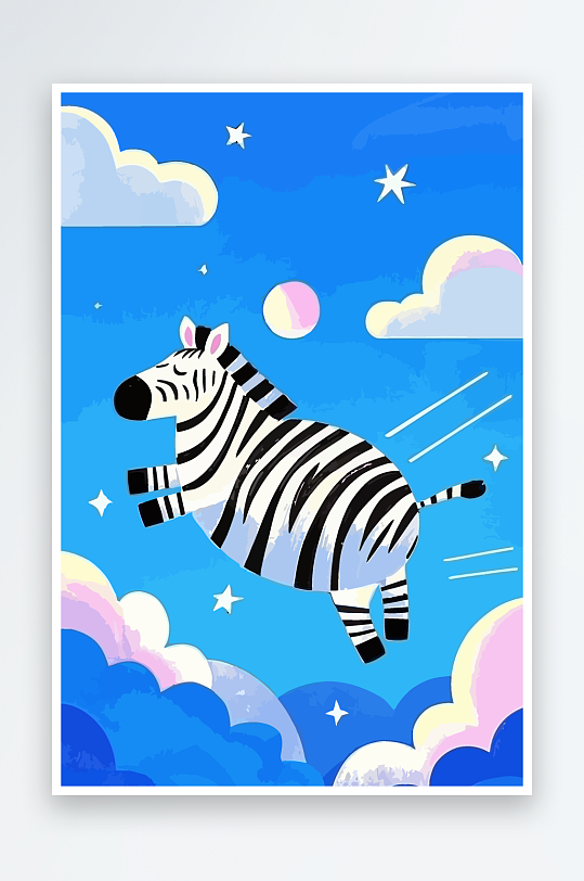 斑马风景矢量插画-众图网