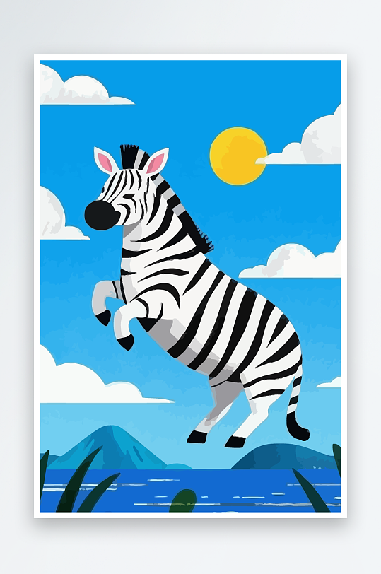 斑马风景矢量插画-众图网