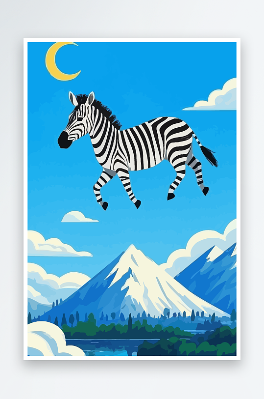 斑马风景矢量插画-众图网