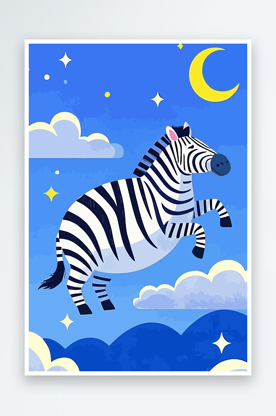 斑马风景矢量插画-众图网