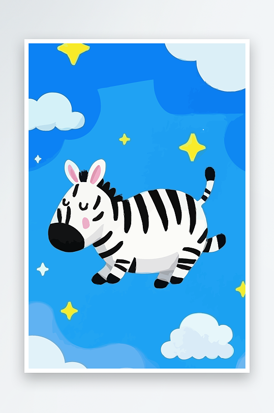 斑马风景矢量插画元素-众图网