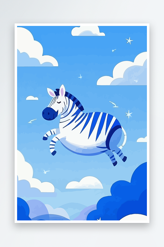 斑马风景矢量插画元素-众图网