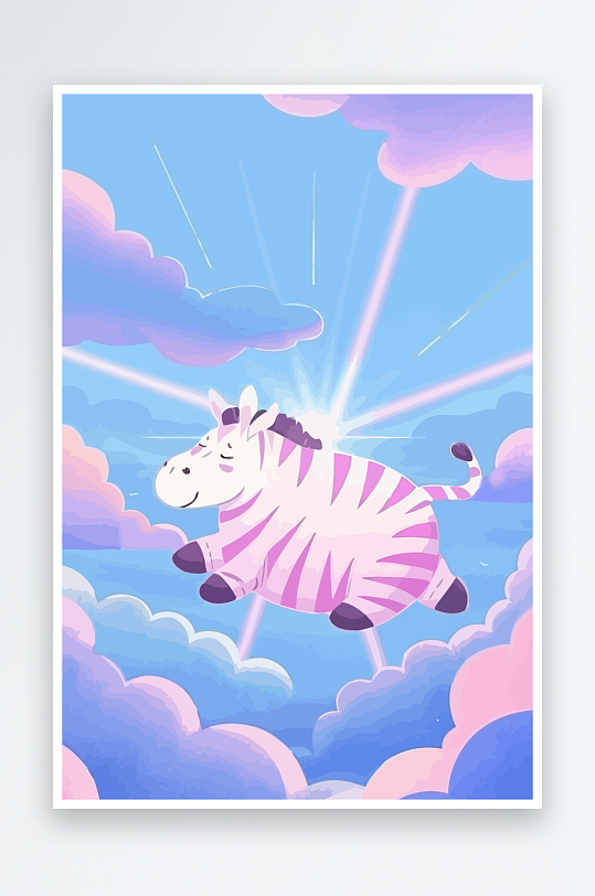 斑马风景矢量插画元素-众图网