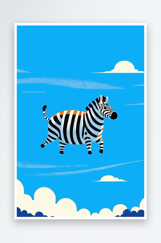 斑马风景矢量插画元素-众图网