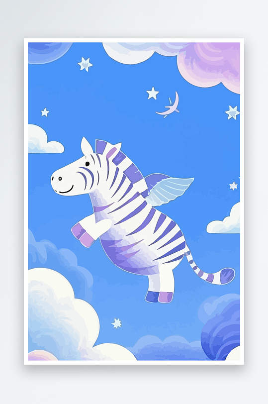 斑马风景矢量插画元素-众图网