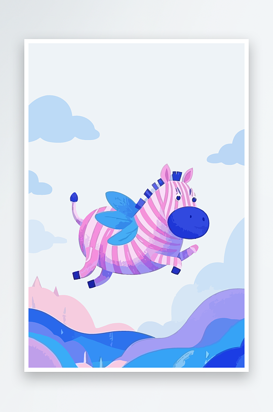 斑马风景矢量插画元素-众图网
