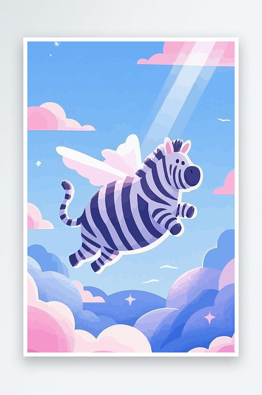 斑马风景矢量插画-众图网