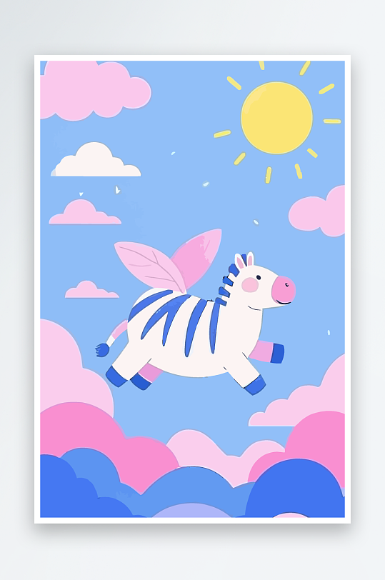 斑马风景矢量插画-众图网