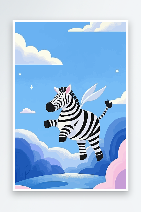 斑马风景矢量插画-众图网
