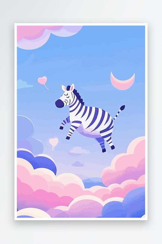 斑马风景矢量插画-众图网