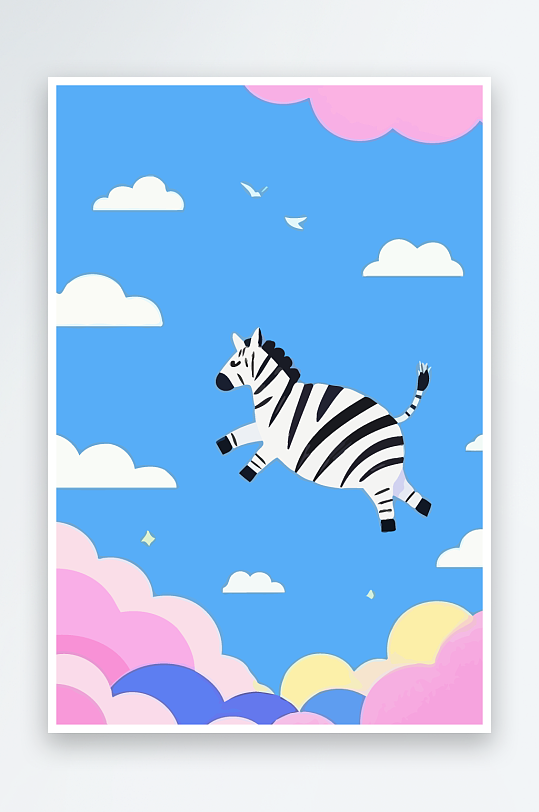 斑马风景矢量插画-众图网