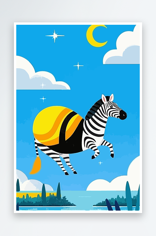 斑马风景矢量插画-众图网