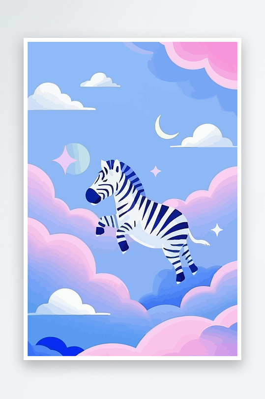 斑马风景矢量插画-众图网