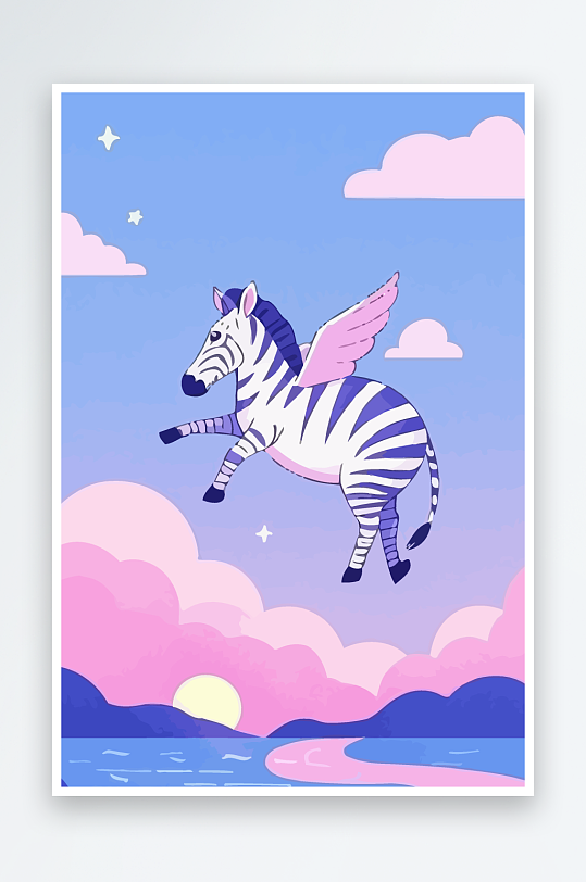 斑马风景矢量插画-众图网