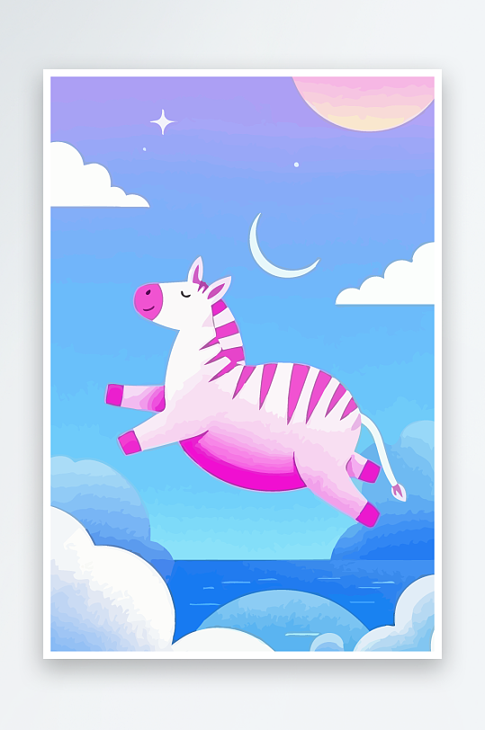 斑马风景矢量插画-众图网