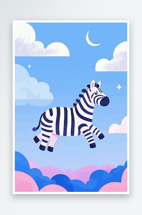 斑马风景矢量插画-众图网