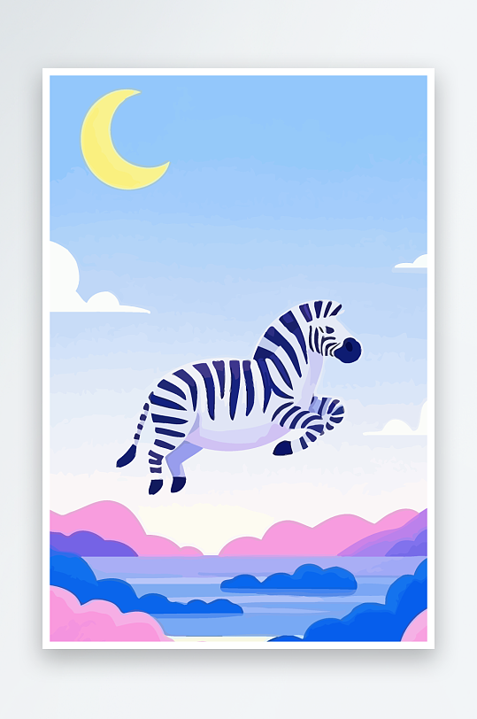 斑马风景矢量插画-众图网