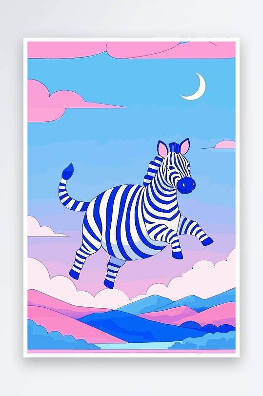 斑马风景矢量插画元素-众图网
